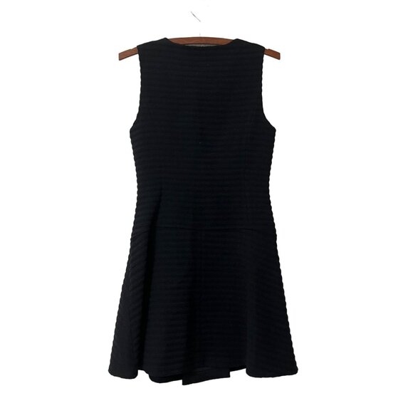 Theory Black Sayidres Tweed Front Zipper Sleeveless Fit Flare Mini Dress 2 NEW - Picture 3 of 5